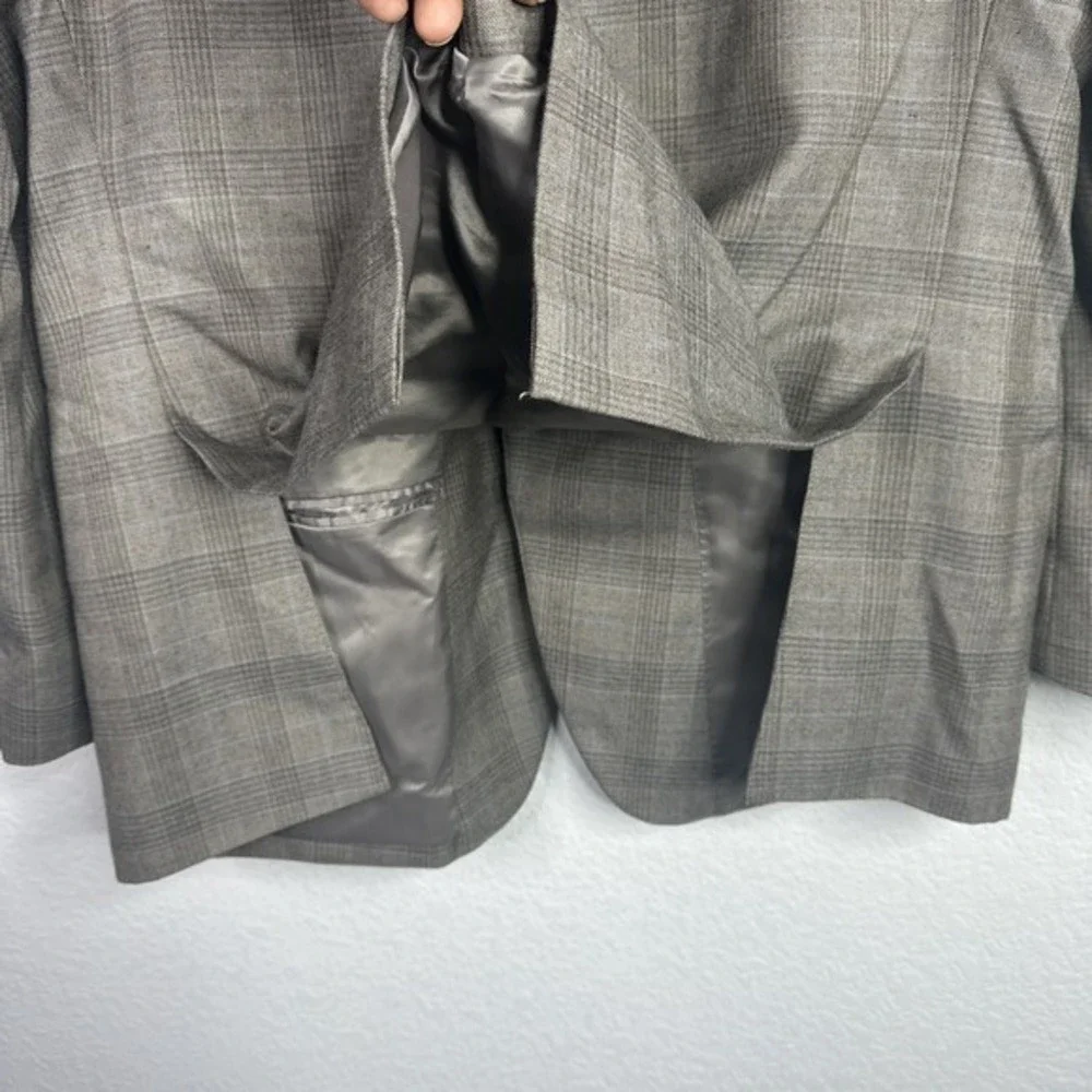 Pronto Uomo Blazer Mens 46R Brown Blue Plaid Glen‎ Check Wool Blend Sportcoat